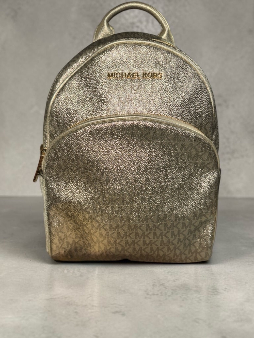Michael Kors Metallic Gold Medium Backpack Gold hardware (2 c/o bottom pipe)